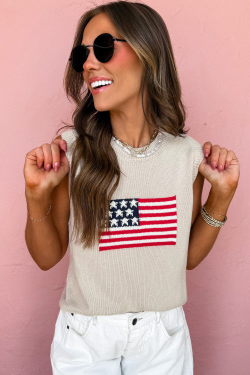 American Flag Sleeveless Sweater